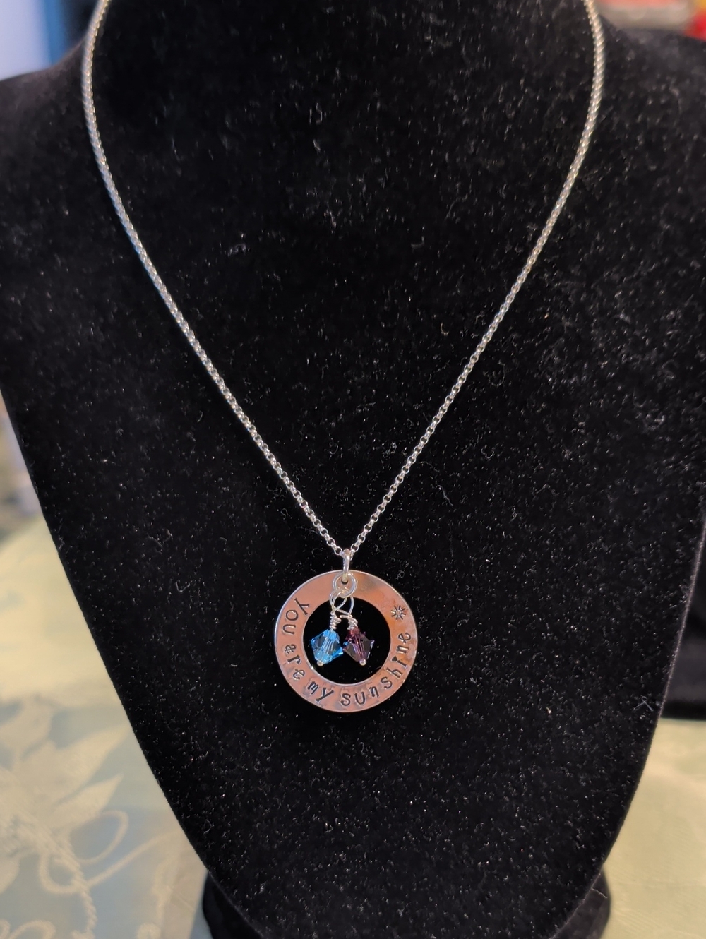 "Jessie Girl" Sterling Silver Pendant Necklace with Crystal Charms